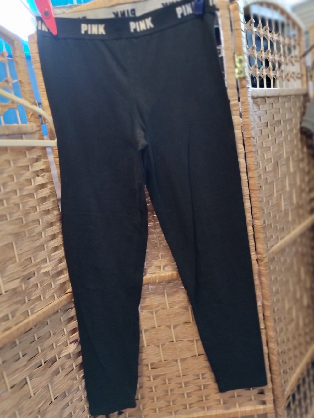 PINK Victoria's Secret Black Logo Waist Leggings